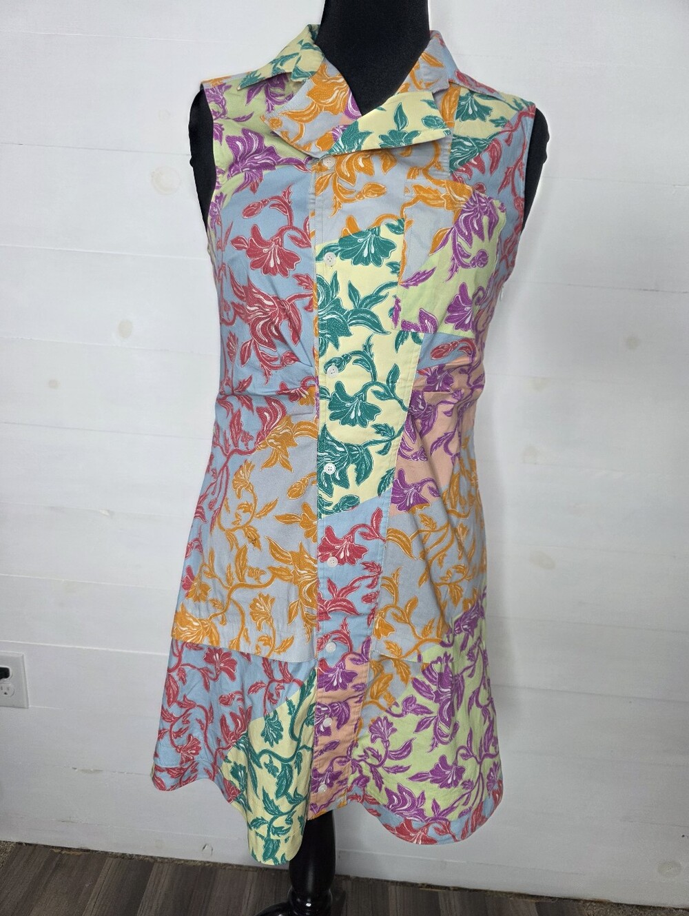 Derek Lam 10 Crosby Satina Patchwork Floral Sleeveless Shirt Dress Clashcore. 6